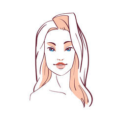 Pretty Blonde Woman Beautiful Face Sketch