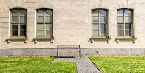 Bench in front of Windows