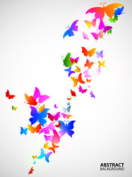 Colored abstract background with butterflies