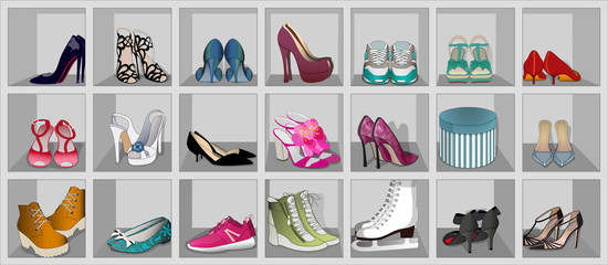 Set of womens shoes