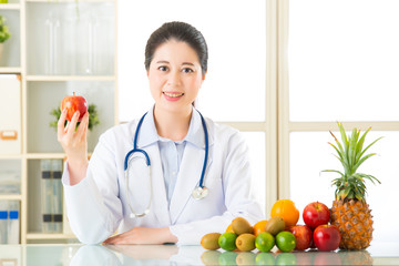 Doctor nutritionist with fruits and vegetable