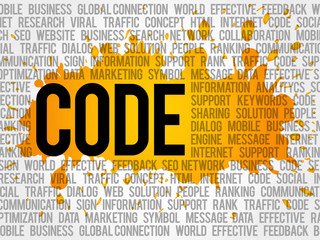 CODE word cloud collage, business concept background