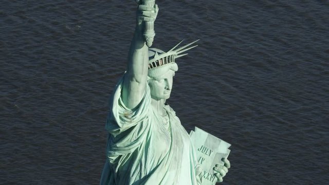 Close flight past the Statue of Liberty. Shot in 2011.