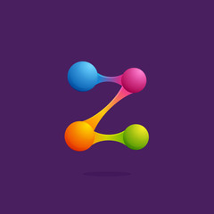 Letter Z logo with colorful spheres or dots and lines.