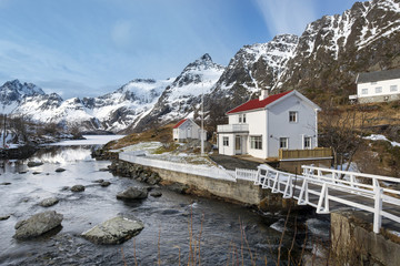 Winter landscape on Lofoten Islands,