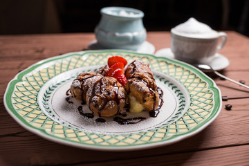 eclair with chocolate,