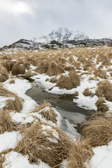 Winter landscape on Lofoten Islands,