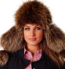 woman in fur cap