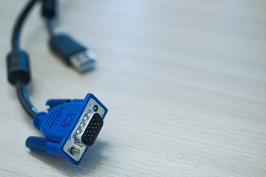 Mornitor Cable on the table in office