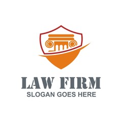 Logo law firm building and justice icon vector