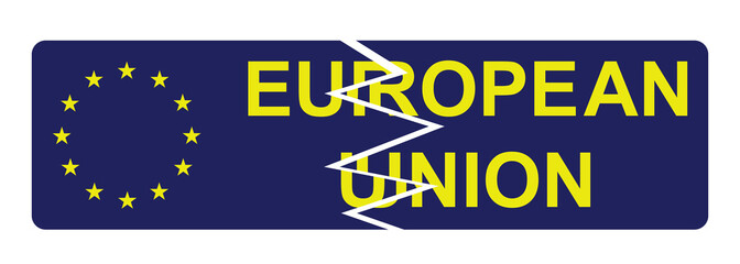 European Union broken sign