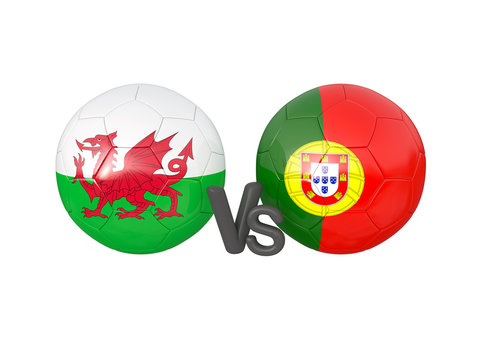 Wales / Portugal soccer game 3d illustration