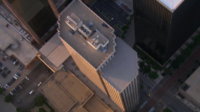View of rooftops in downtown Dallas, Texas. Shot in 2007.