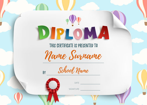 Diploma template for kids.