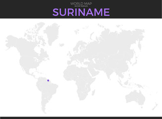 Fototapeta na wymiar Republic of Suriname Location Map