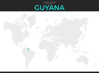 Fototapeta na wymiar Co-operative Republic of Guyana Location Map