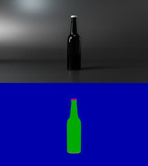 Beer Mockup: one black bottle infront of dark background