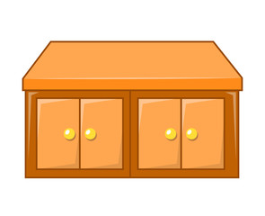 wooden cabinet isolated illustration