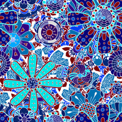 Seamless doodle flower background