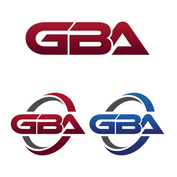 Modern 3 Letters Initial logo Vector Swoosh Red Blue gba