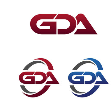 Modern 3 Letters Initial logo Vector Swoosh Red Blue gda