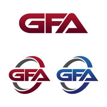 Modern 3 Letters Initial logo Vector Swoosh Red Blue gfa