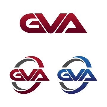 Modern 3 Letters Initial logo Vector Swoosh Red Blue gva