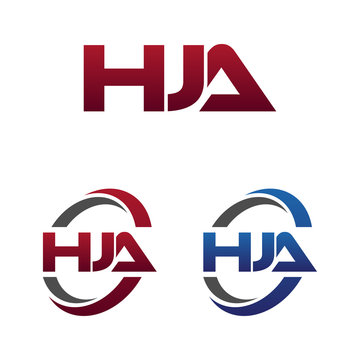 Modern 3 Letters Initial logo Vector Swoosh Red Blue hja