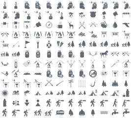 Set of camping equipment icons. Vector illustration