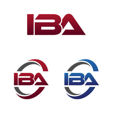 Modern 3 Letters Initial logo Vector Swoosh Red Blue iba