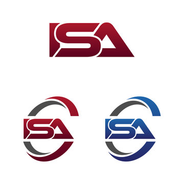 Modern 3 Letters Initial logo Vector Swoosh Red Blue isa