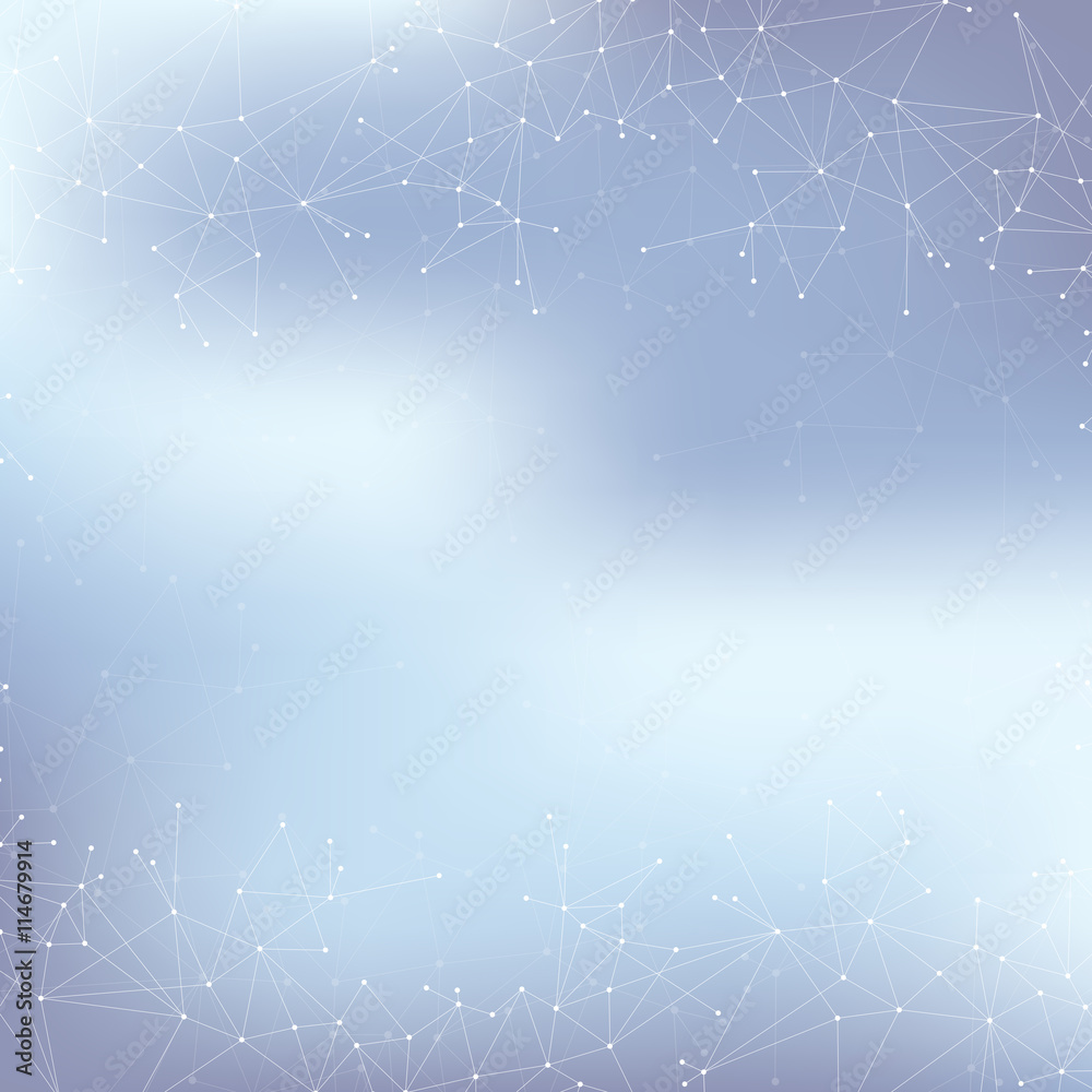 Aufkleber Geometric abstract background with connected line and dots. Big data composition. Molecule and communication background. Graphic background for your design and text. Vector illustration.