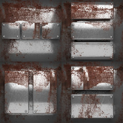 rusted metal texture background set