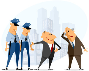 Businessmen and policeman