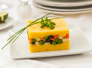 Causa rellena, typical dish from Peru.