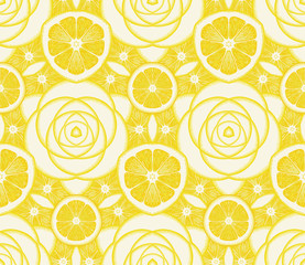 Seamless pattern from lemons. Vector background.