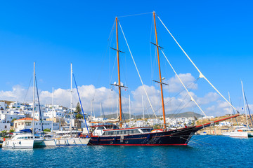 Fototapeta na wymiar Sailing boats in Naoussa port, Paros island, Cyclades, Greece