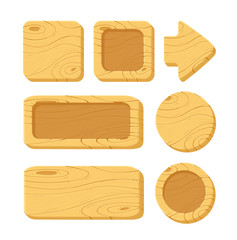 set of cartoon wooden game assets
