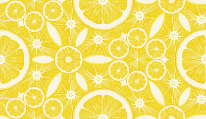 Seamless pattern from lemons. Vector background.