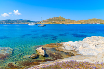 A view of beautiful Monastiri bay with turquoise sea water, Paros island, Greece
