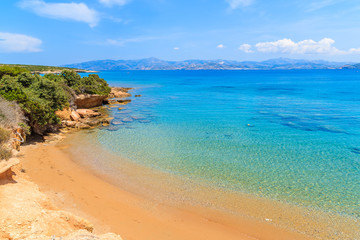 A view of beautiful beach near Santa Maria village, Paros island, Greece