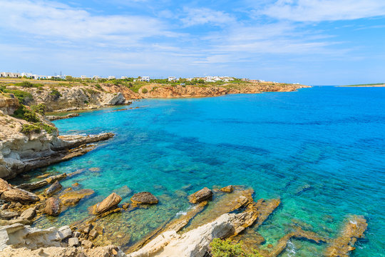 A view of beautiful sea on coast of Paros island, Greece