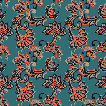 floral seamless pattern. indian style vector background © antalogiya