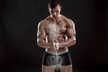 Fototapeta premium Preparing hands for lifting weights