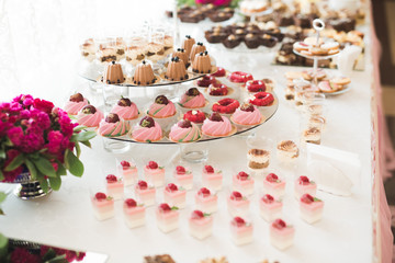 Buffet with a variety of delicious sweets, food ideas, celebration