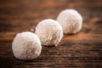 Fototapeta na wymiar Sweet coconut truffles