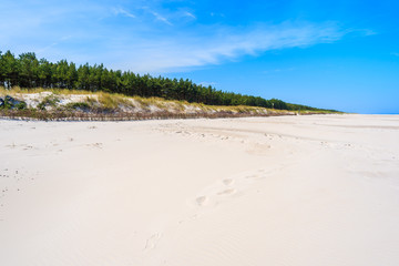 White sand on beach at Baltic Sea, Bialogora coastal village, Poland