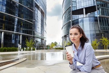 Young businesswoman female student is resting after reading elec