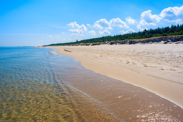 Sandy beach in Lubiatowo coastal village, Baltic Sea, Poland