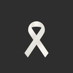 Cancer Ribbon Icon. Awareness Symbol or Sign. Soft Shadows. Dark Background